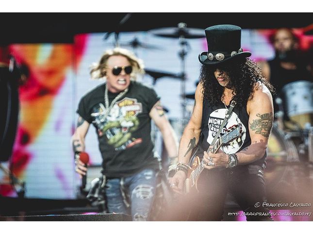 Slash: "There's a new Guns album." And Axl pays homage to Gaza